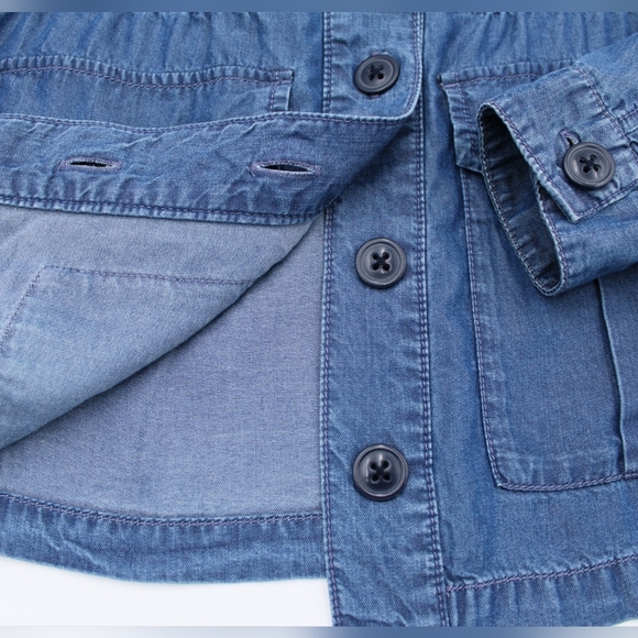 Gap Utility Denim Jacket S Light Indigo Button & Zip Patch Pockets - Picture 4 of 8